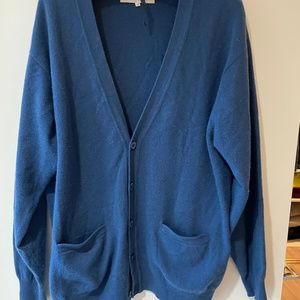 100% CASHMERE BLUE CARDIGAN OVERSIZED FIT